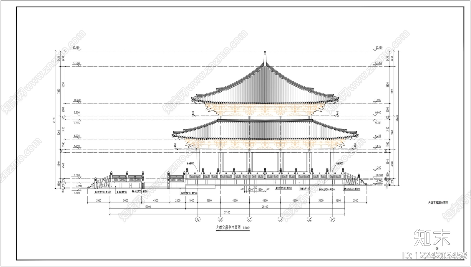 寺庙cad施工图下载【ID:1224205458】