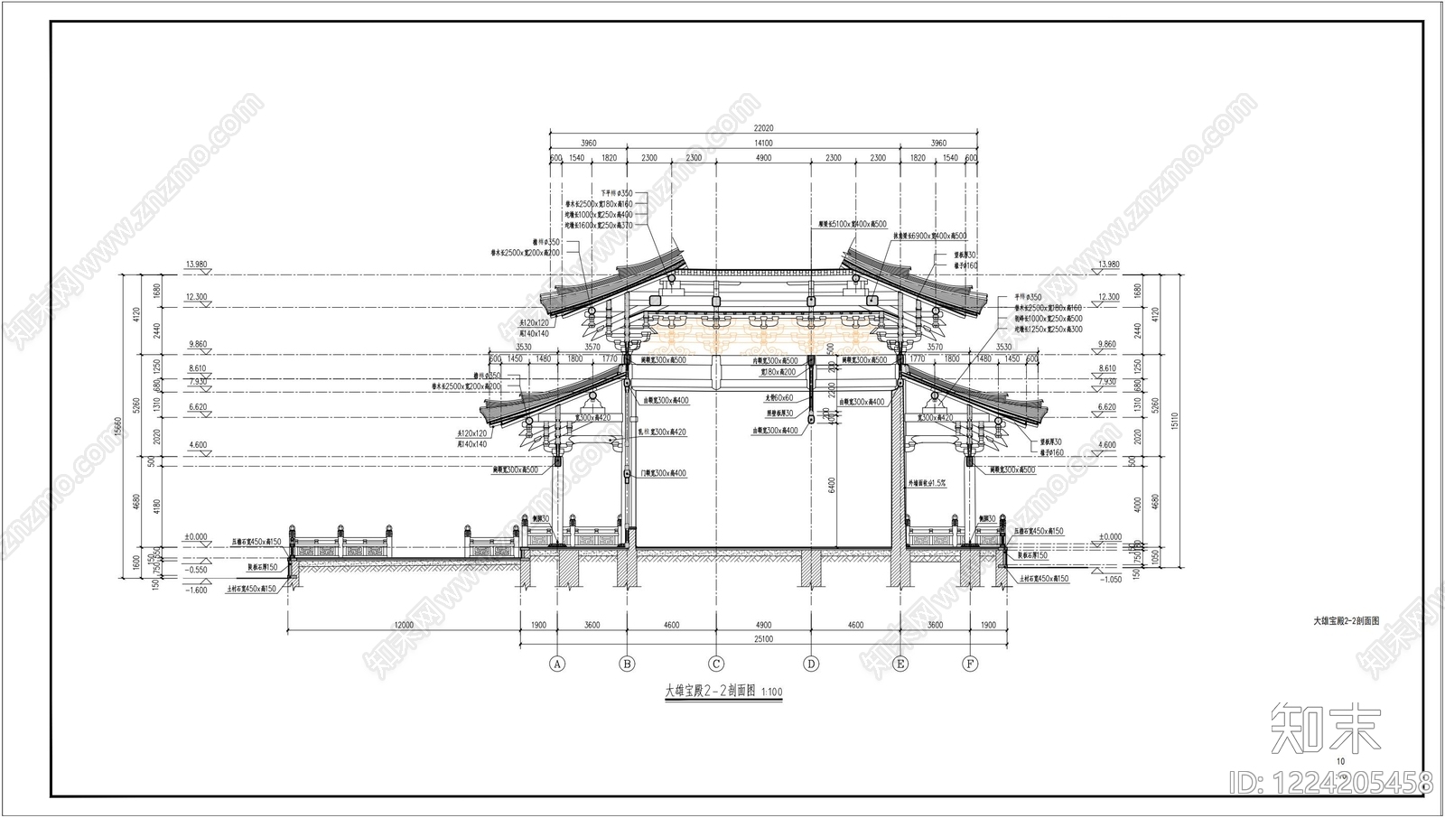 寺庙cad施工图下载【ID:1224205458】