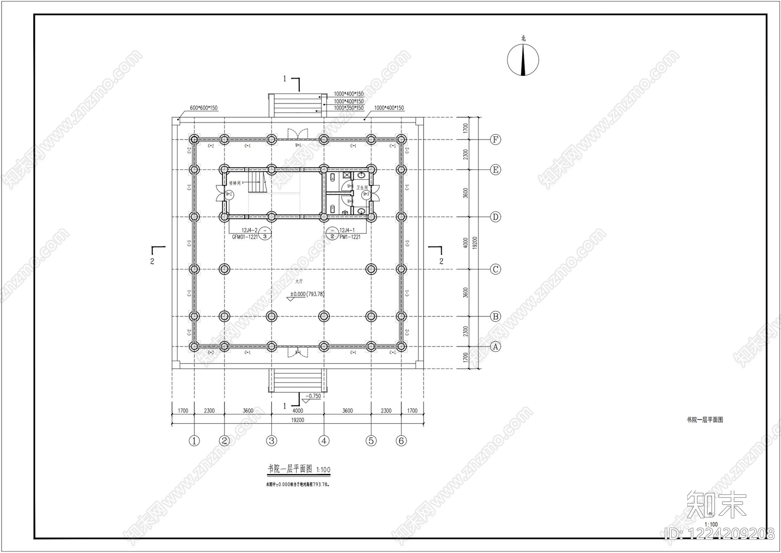 寺庙cad施工图下载【ID:1224209208】
