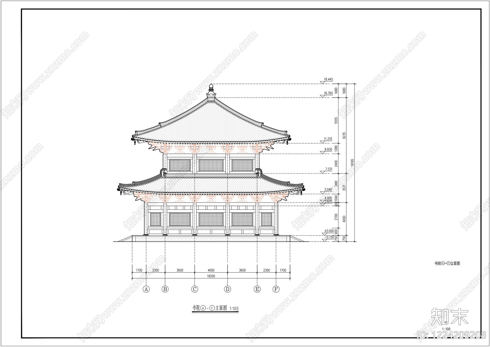 寺庙cad施工图下载【ID:1224209208】