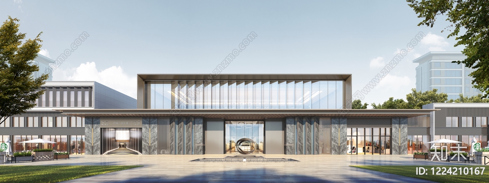 现代主义小高层住宅楼3D模型渲染效果图