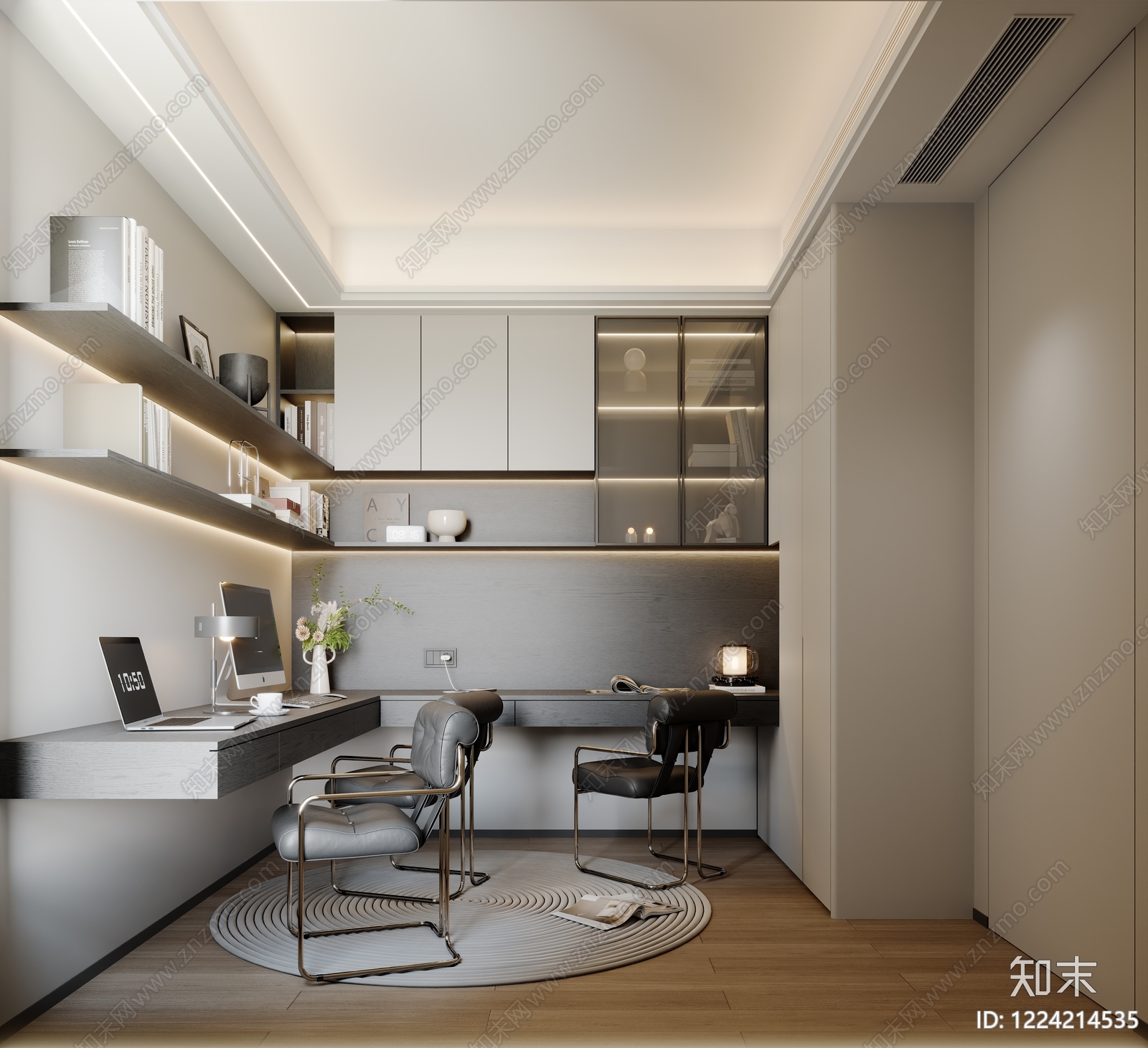 意式极简书房3D模型下载【ID:1224214535】