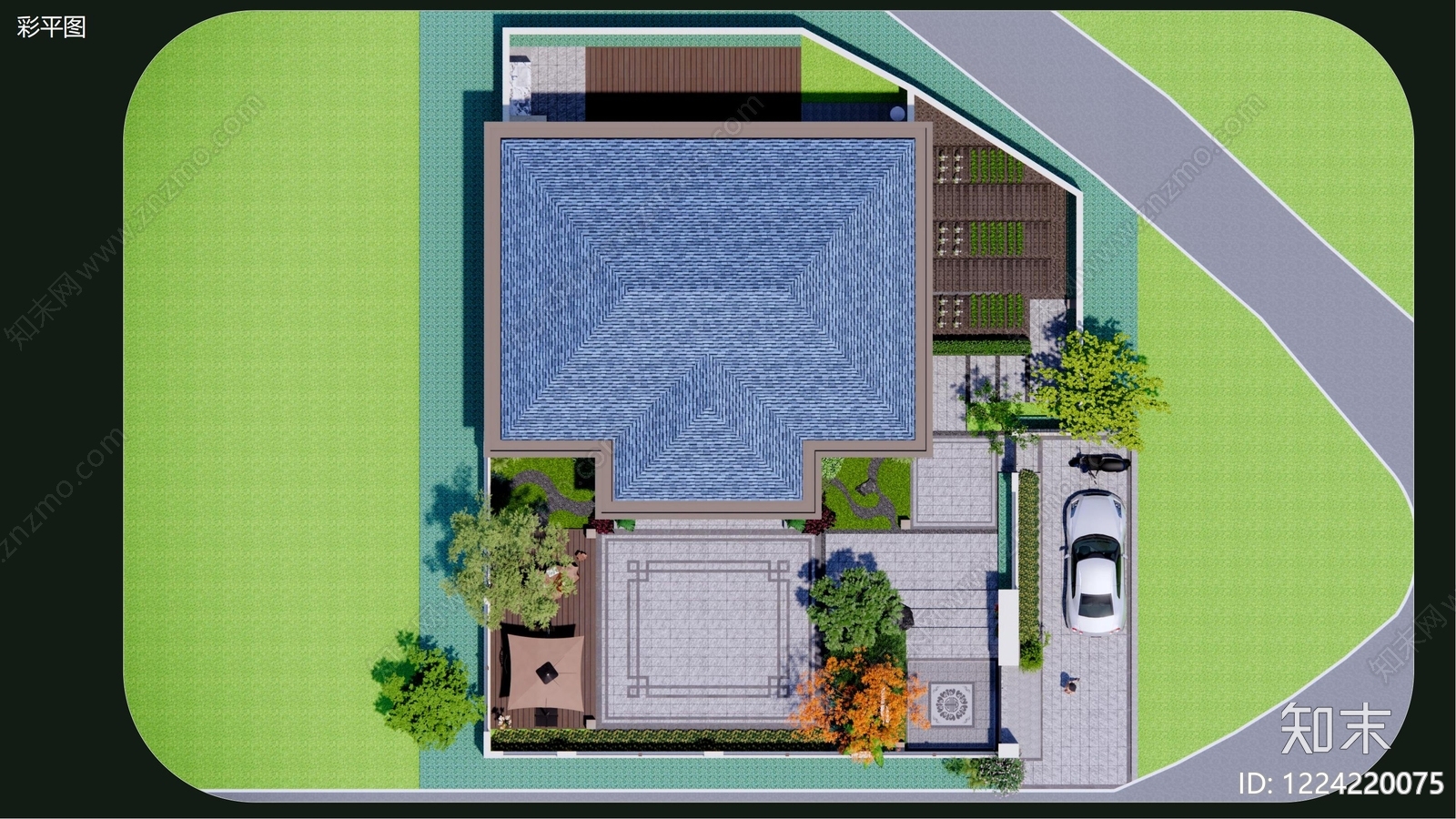 新中式乡村民房SU模型下载【ID:1224220075】