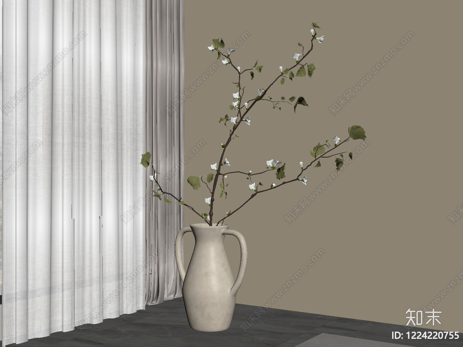 侘寂花艺SU模型下载【ID:1224220755】