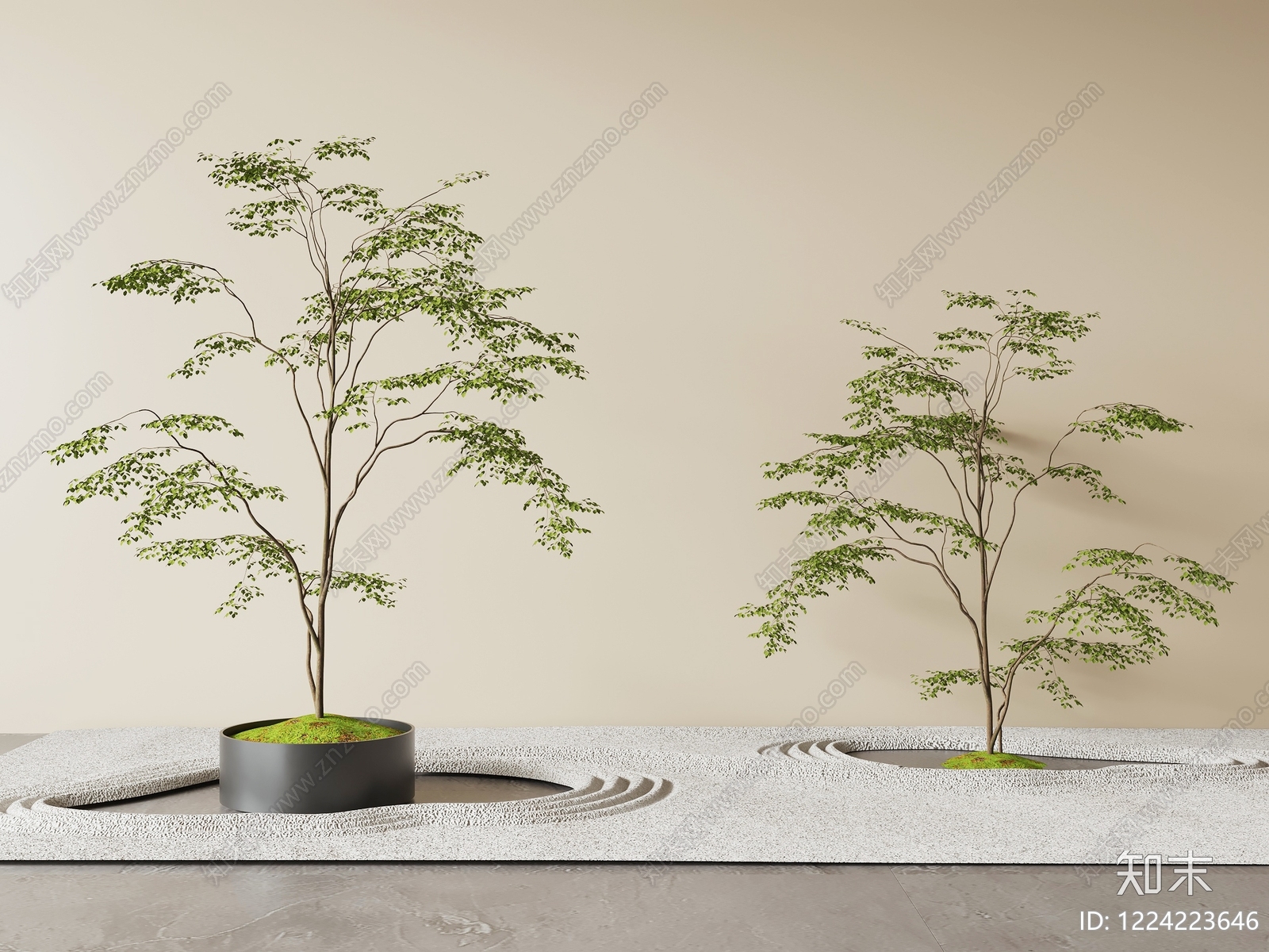 禅意盆景3D模型下载【ID:1224223646】