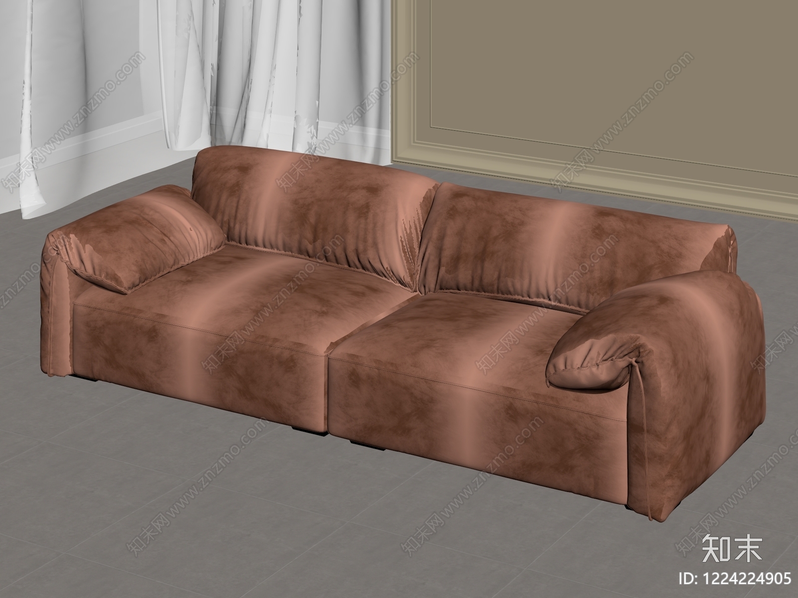 意式极简双人沙发3D模型下载【ID:1224224905】