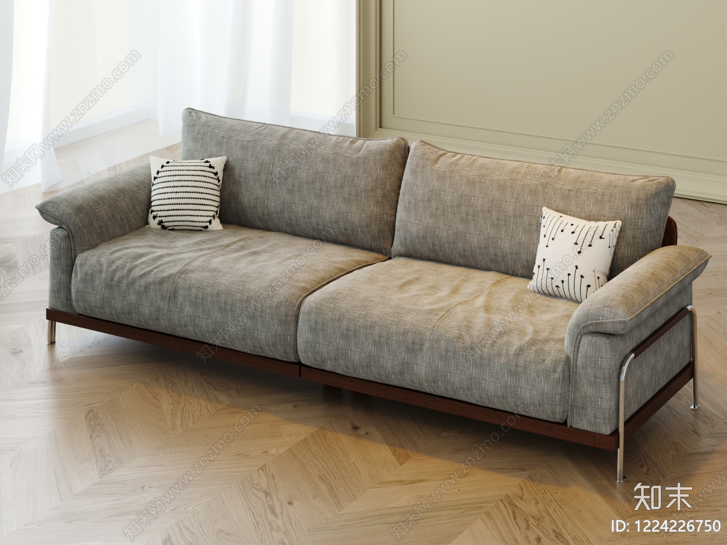 现代简约双人沙发3D模型下载【ID:1224226750】