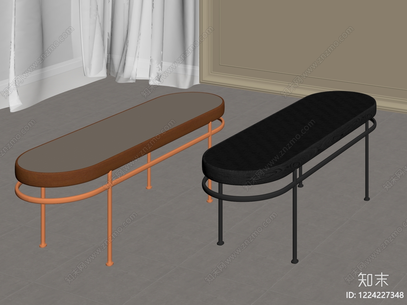 轻奢床尾凳3D模型下载【ID:1224227348】