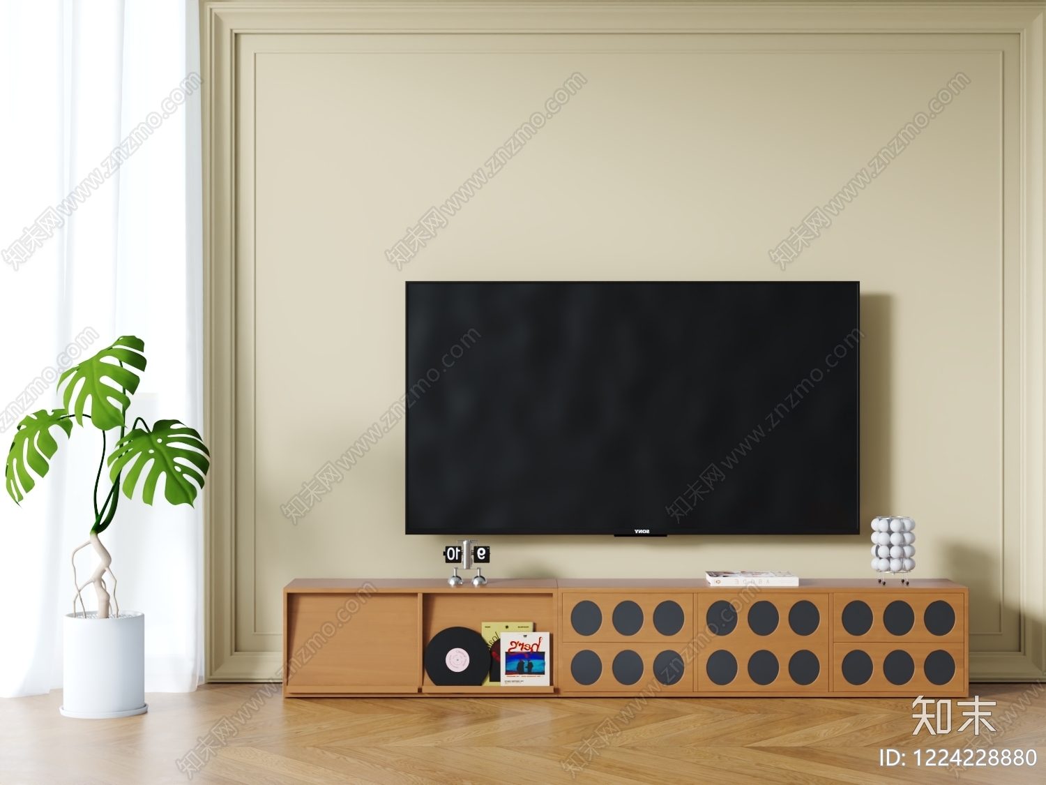 原木风电视柜3D模型下载【ID:1224228880】