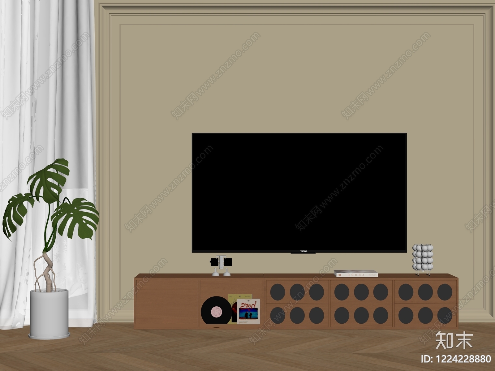 原木风电视柜3D模型下载【ID:1224228880】