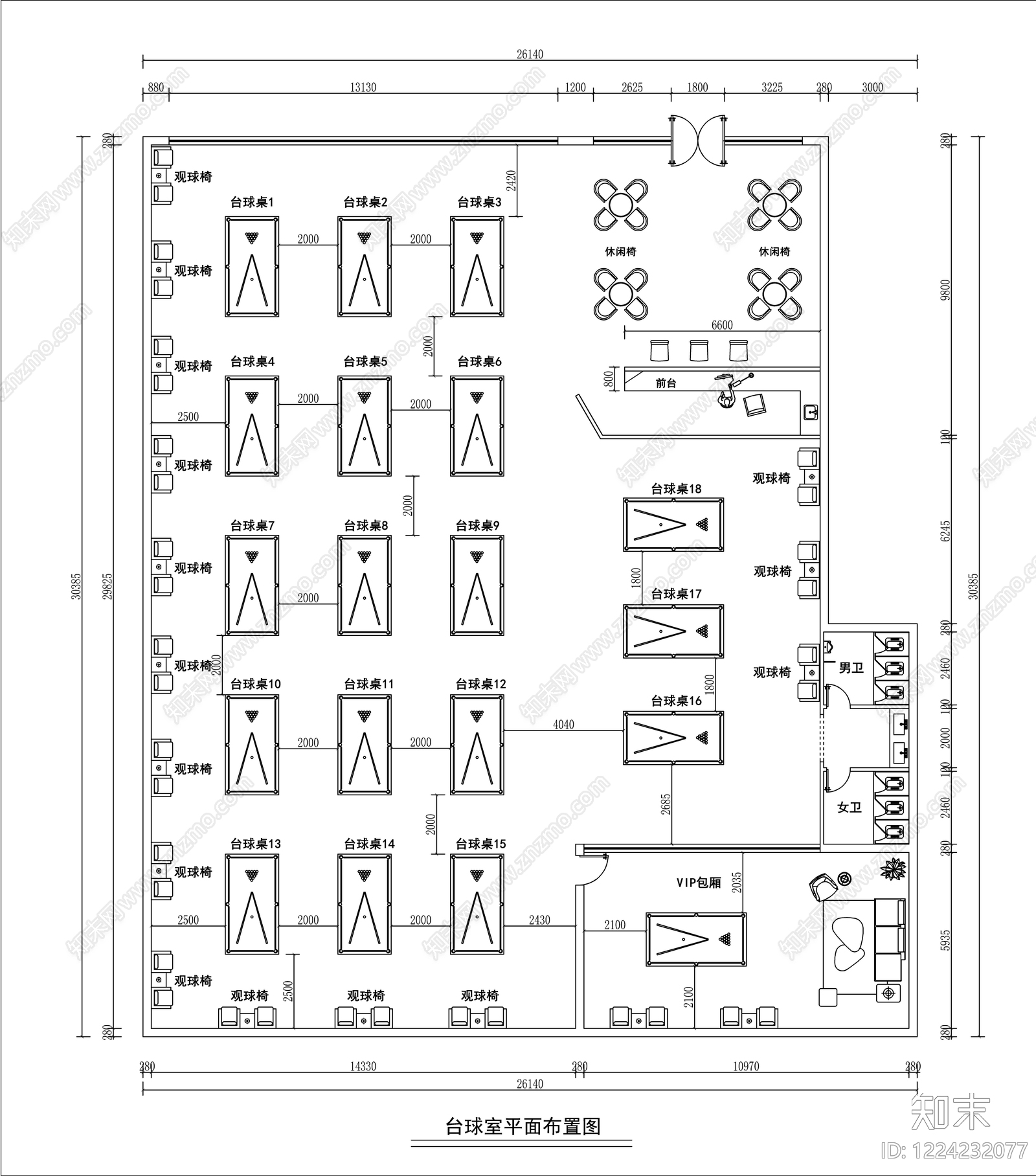 现代台球厅CAD图纸