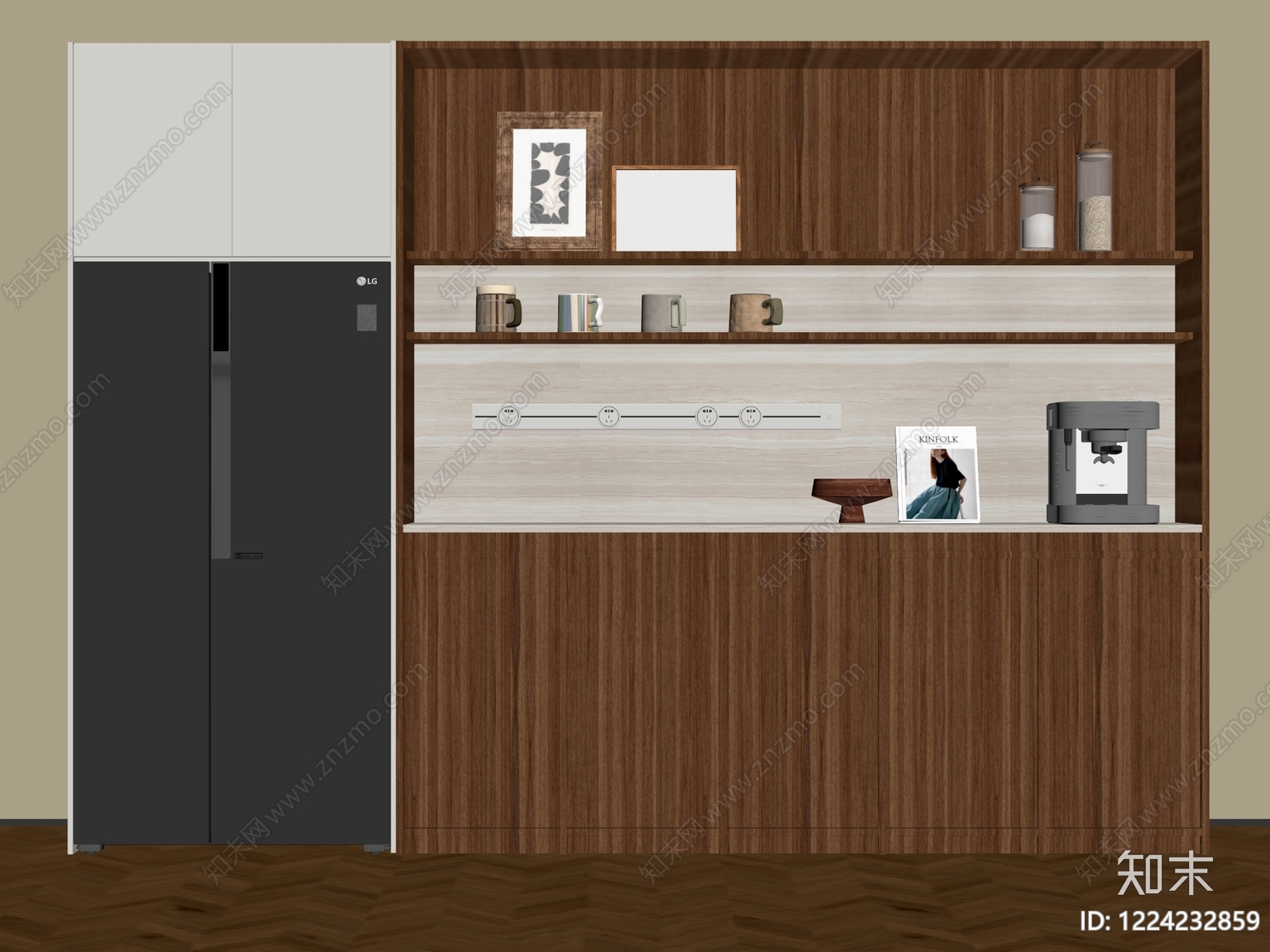 现代简约餐边柜3D模型下载【ID:1224232859】