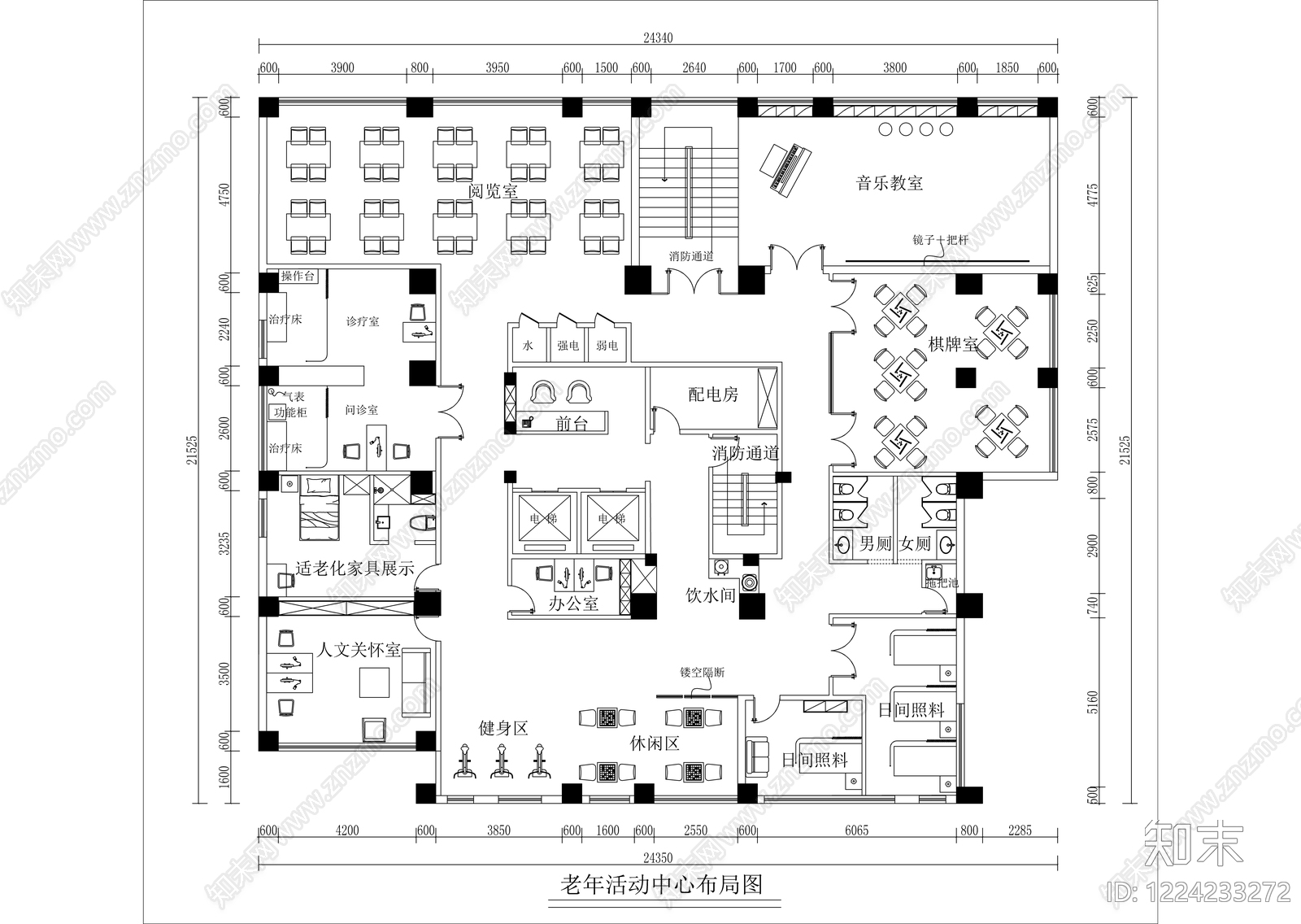 新中式活动中心CAD图纸