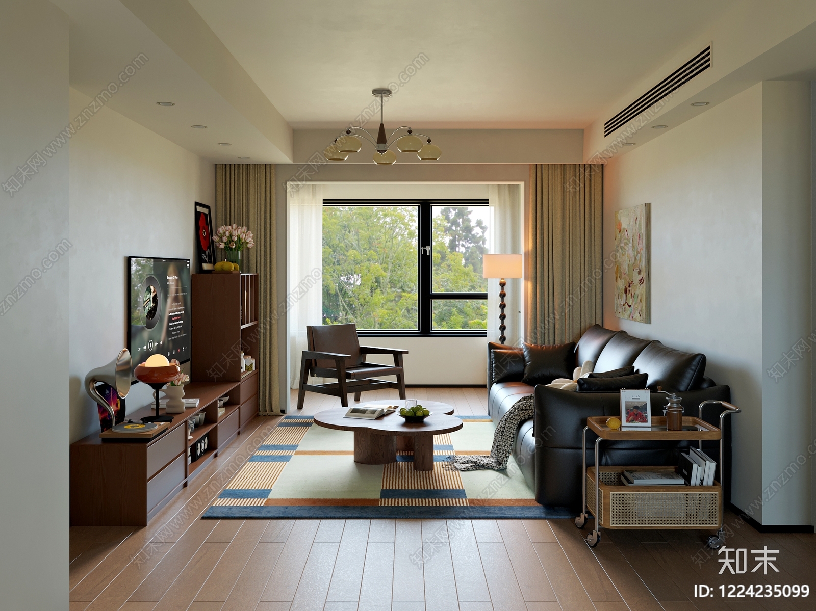 中古风家居客厅SU模型下载【ID:1224235099】