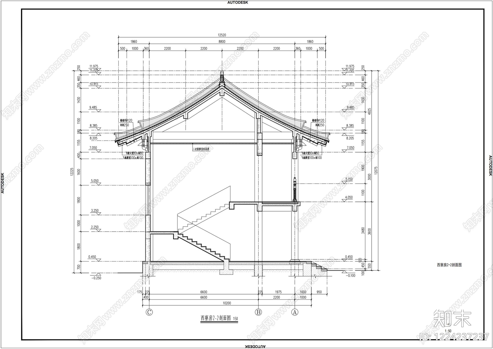 寺庙cad施工图下载【ID:1224237237】