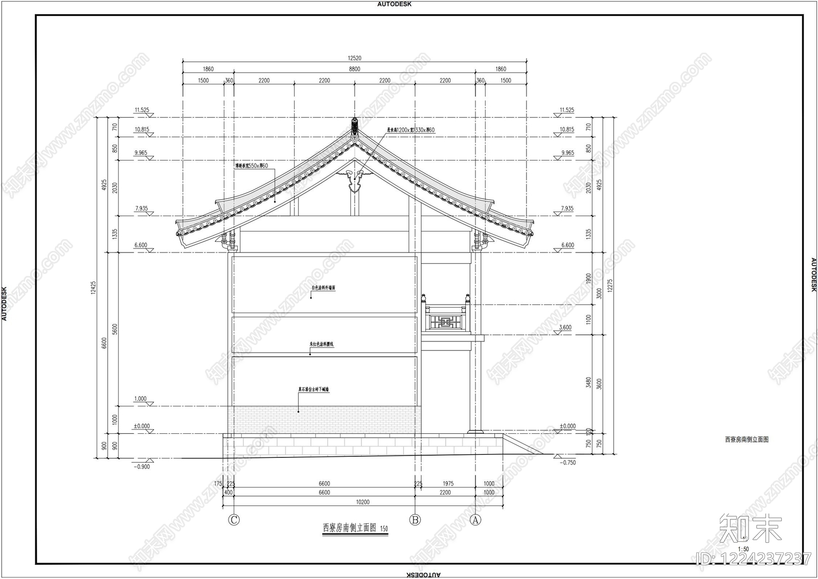 寺庙cad施工图下载【ID:1224237237】