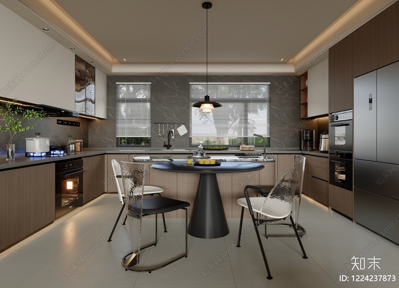 现代简约开放式厨房3D模型下载【ID:1224237873】