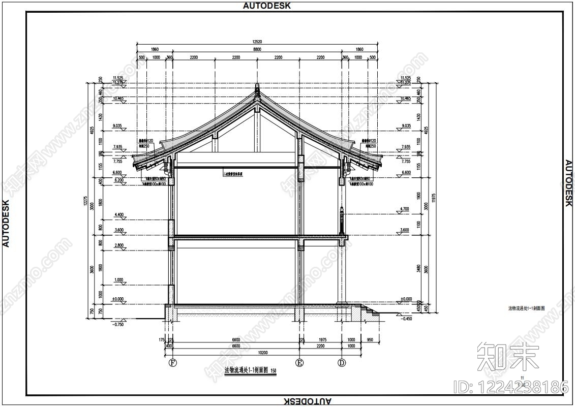 寺庙cad施工图下载【ID:1224238186】