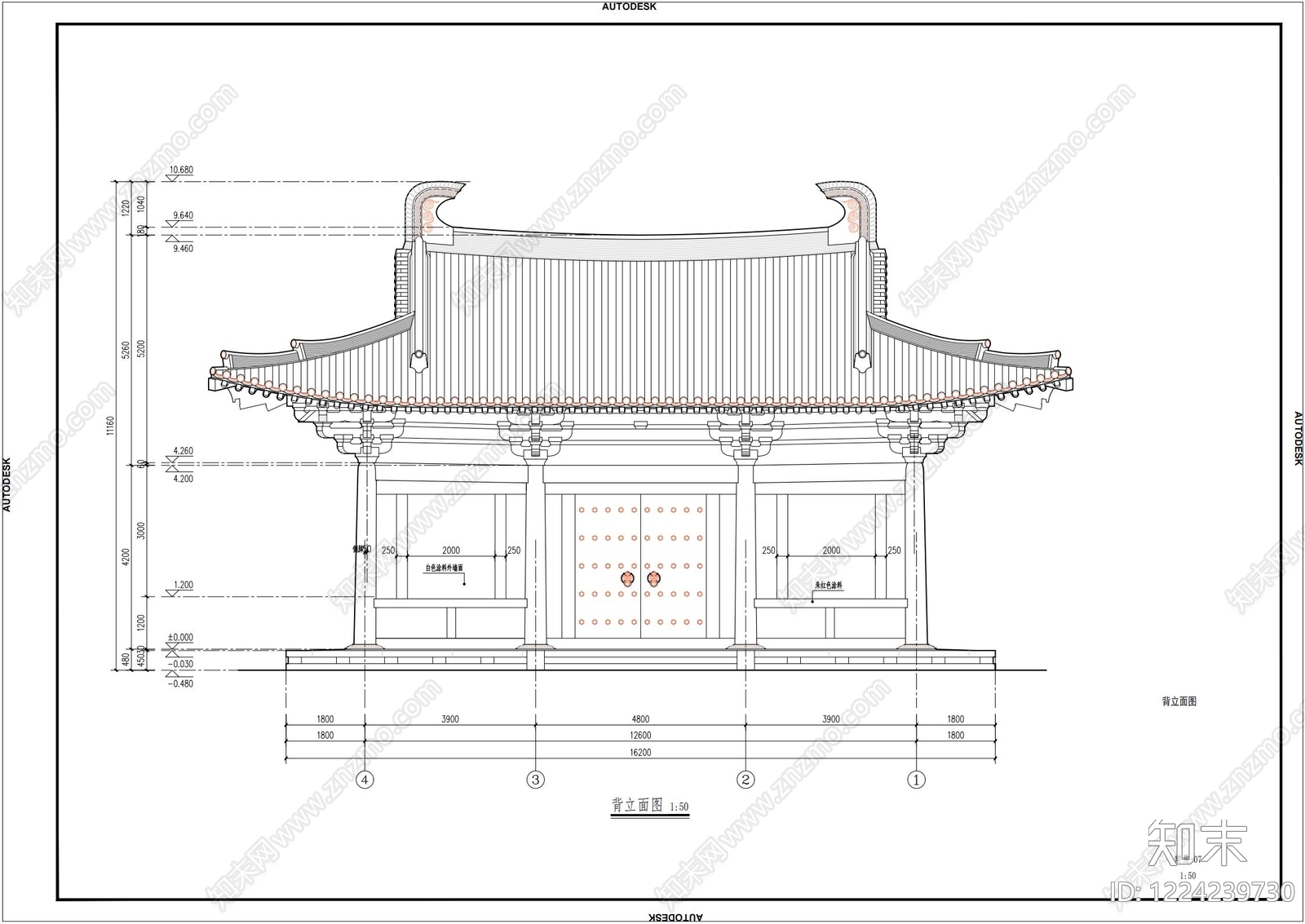 寺庙cad施工图下载【ID:1224239730】