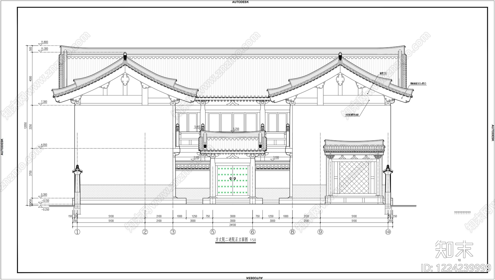 寺庙cad施工图下载【ID:1224239999】