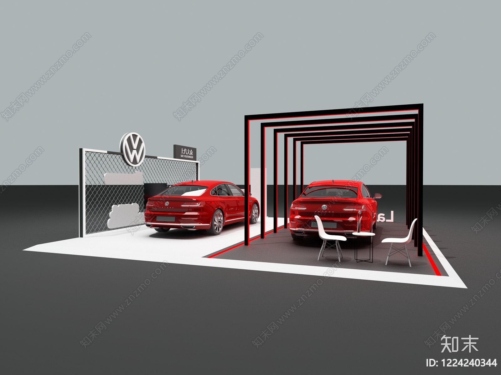 极简汽车展台3D模型渲染效果图