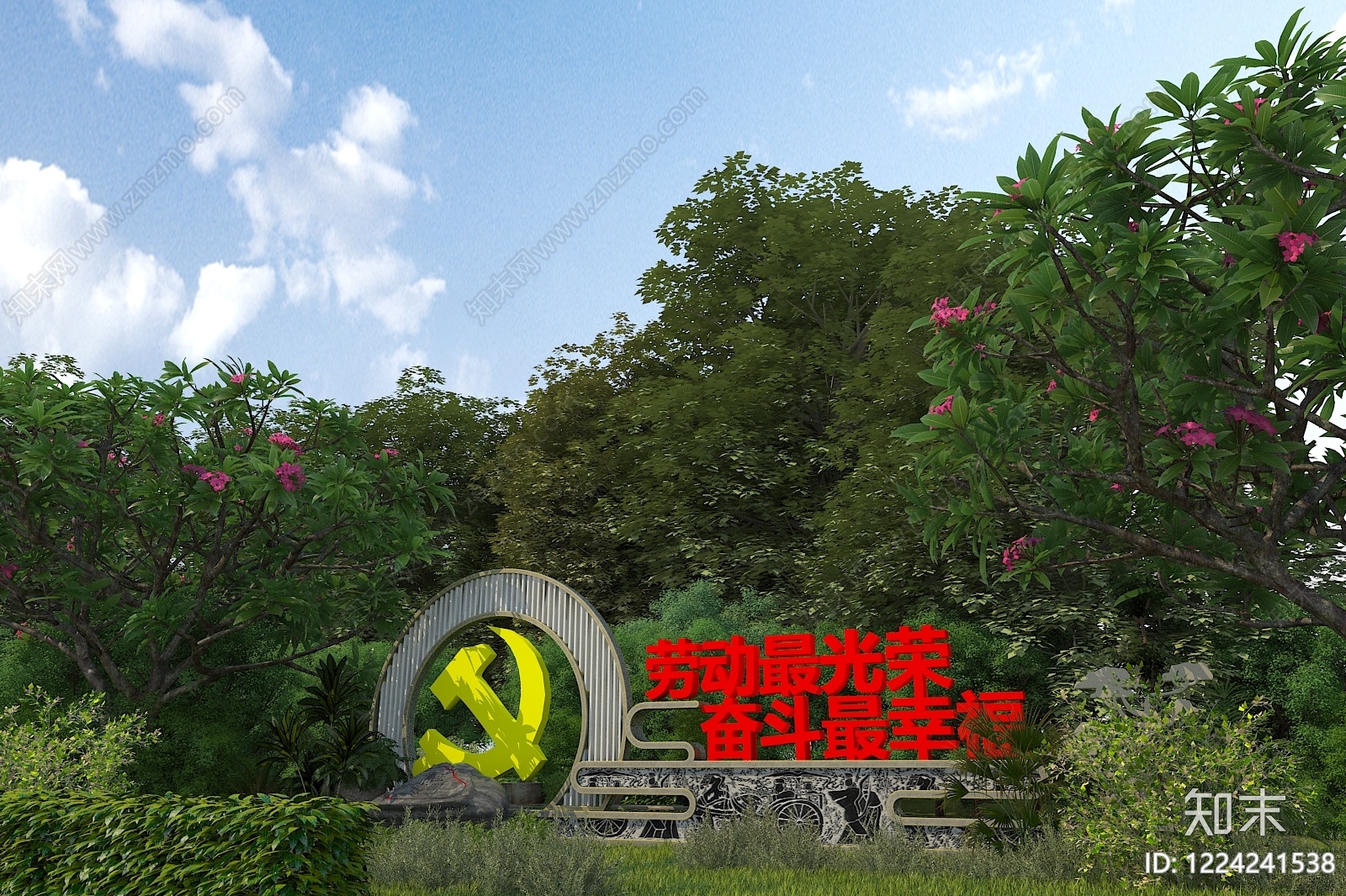 新中式景观景观雕塑3D模型下载【ID:1224241538】