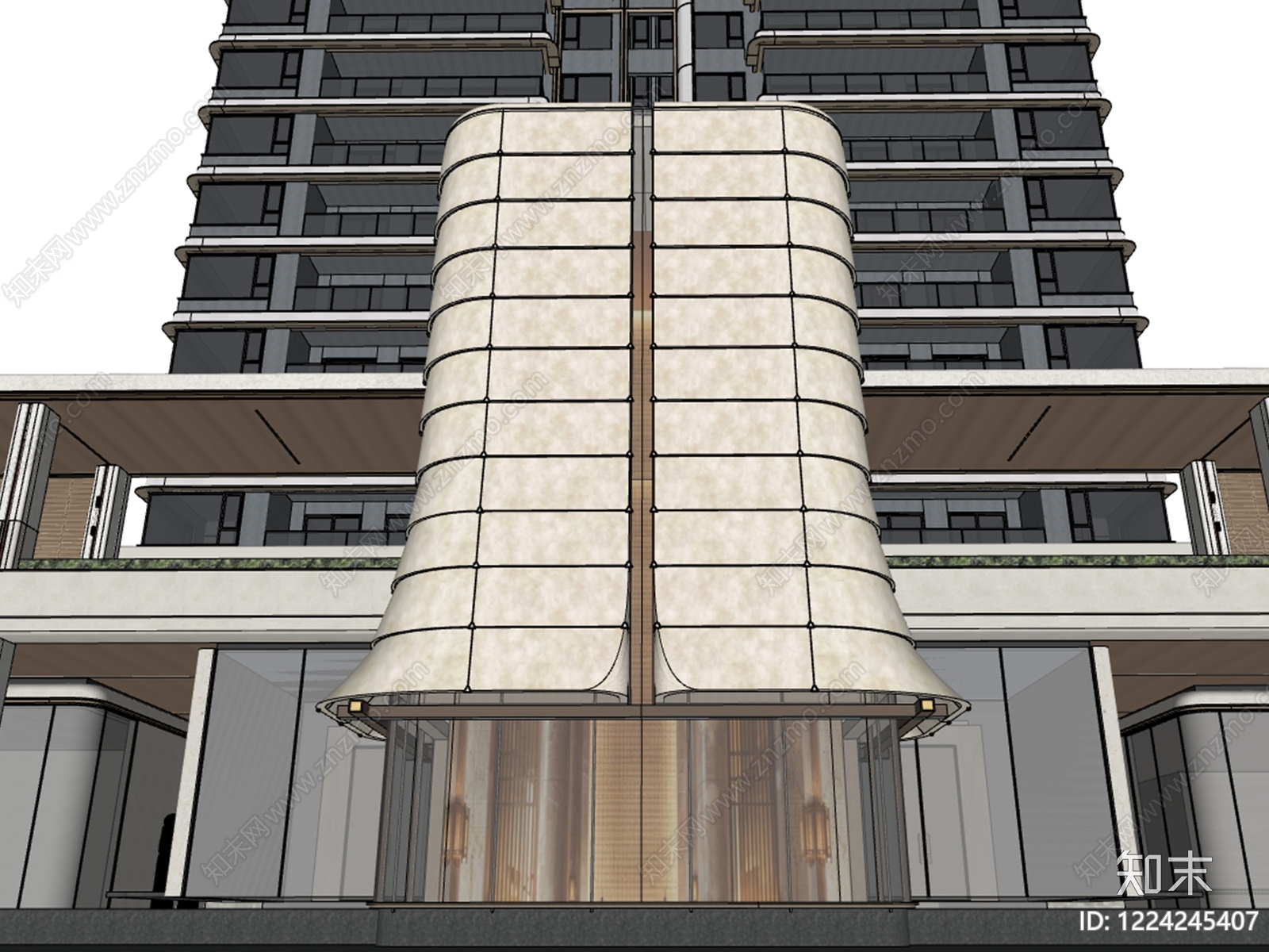 现代主义小区建筑SU模型下载【ID:1224245407】