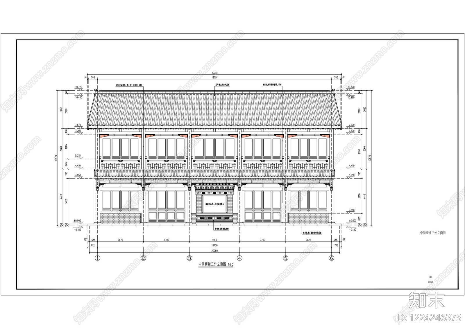 仿古建筑cad施工图下载【ID:1224246375】