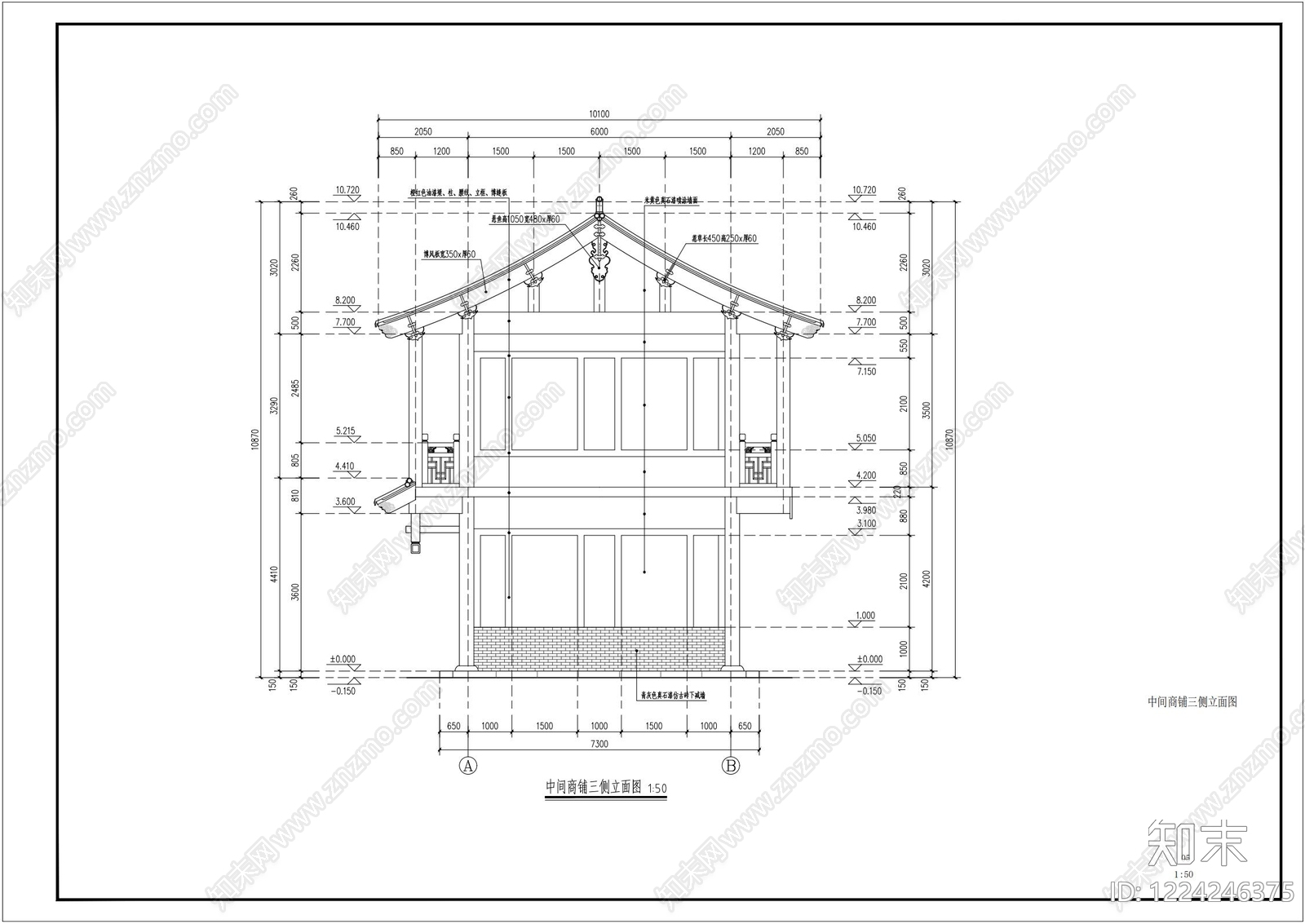 仿古建筑cad施工图下载【ID:1224246375】