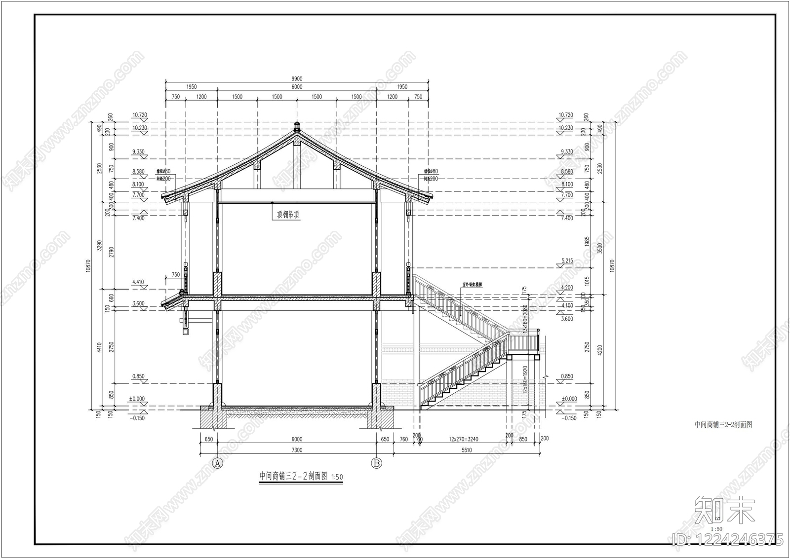仿古建筑cad施工图下载【ID:1224246375】