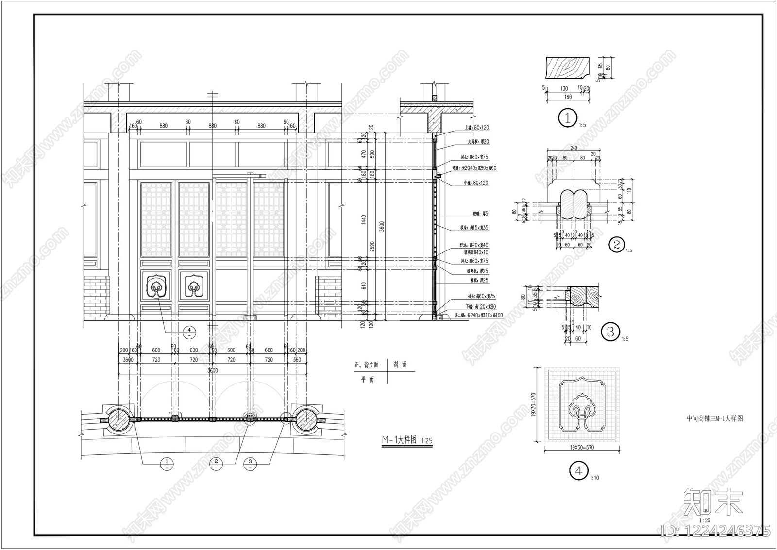 仿古建筑cad施工图下载【ID:1224246375】