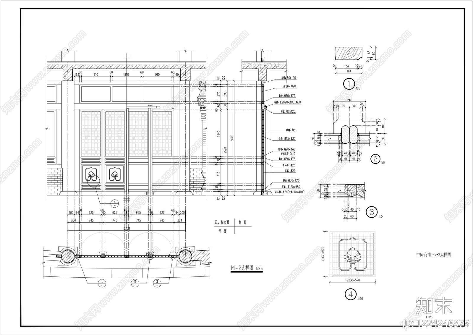 仿古建筑cad施工图下载【ID:1224246375】