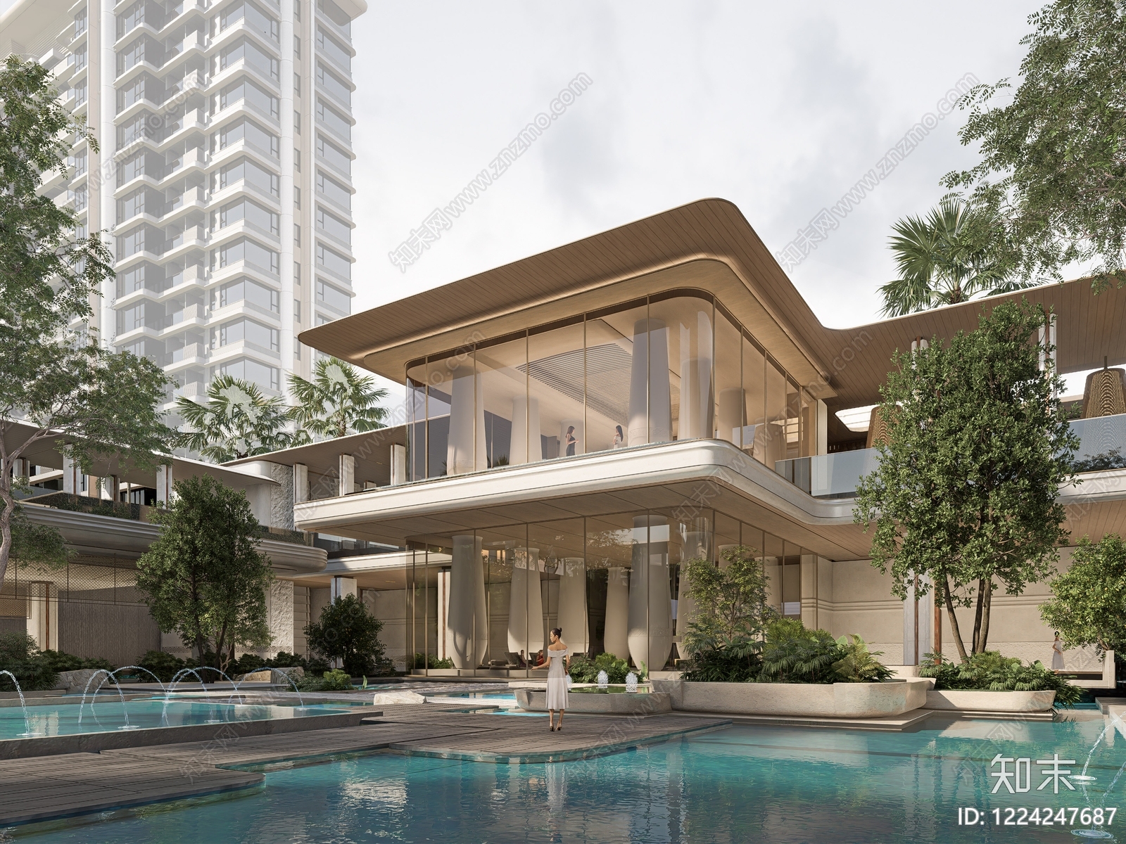现代主义小区建筑SU模型下载【ID:1224247687】