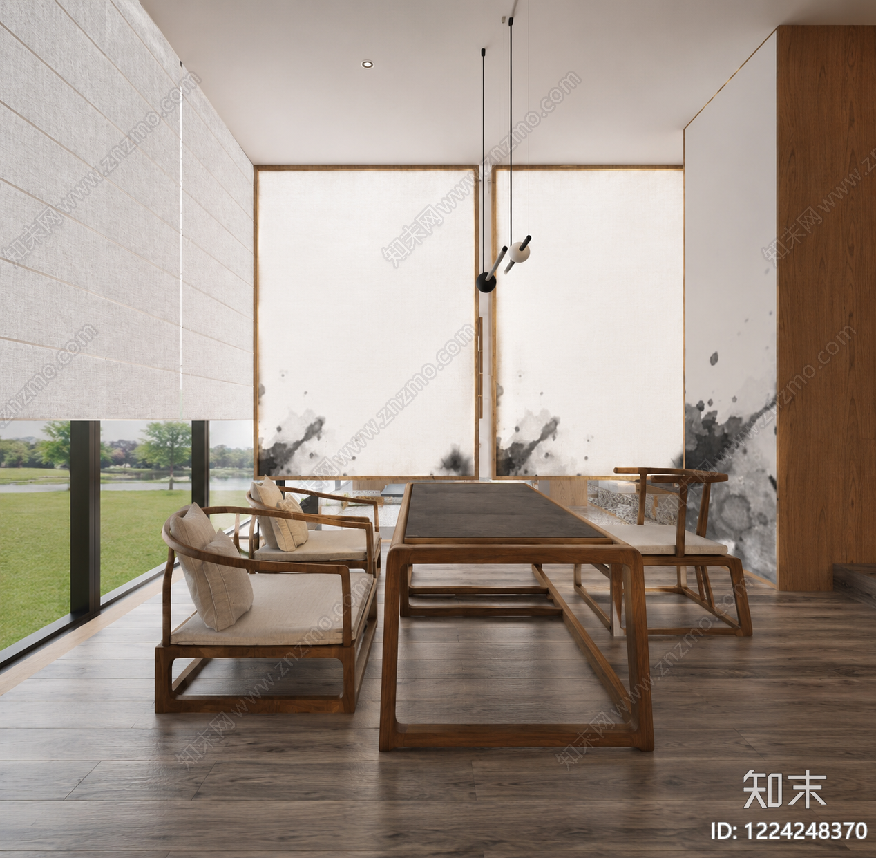 新中式茶馆SU模型下载【ID:1224248370】