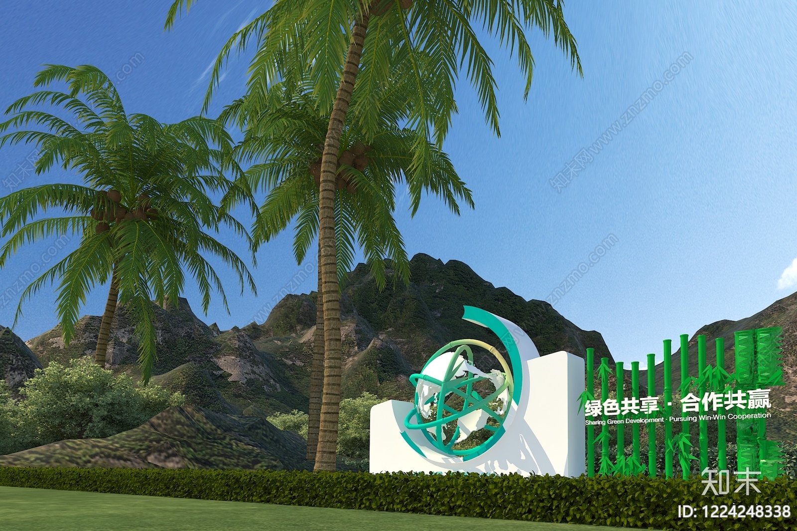 新中式景观景观雕塑3D模型下载【ID:1224248338】
