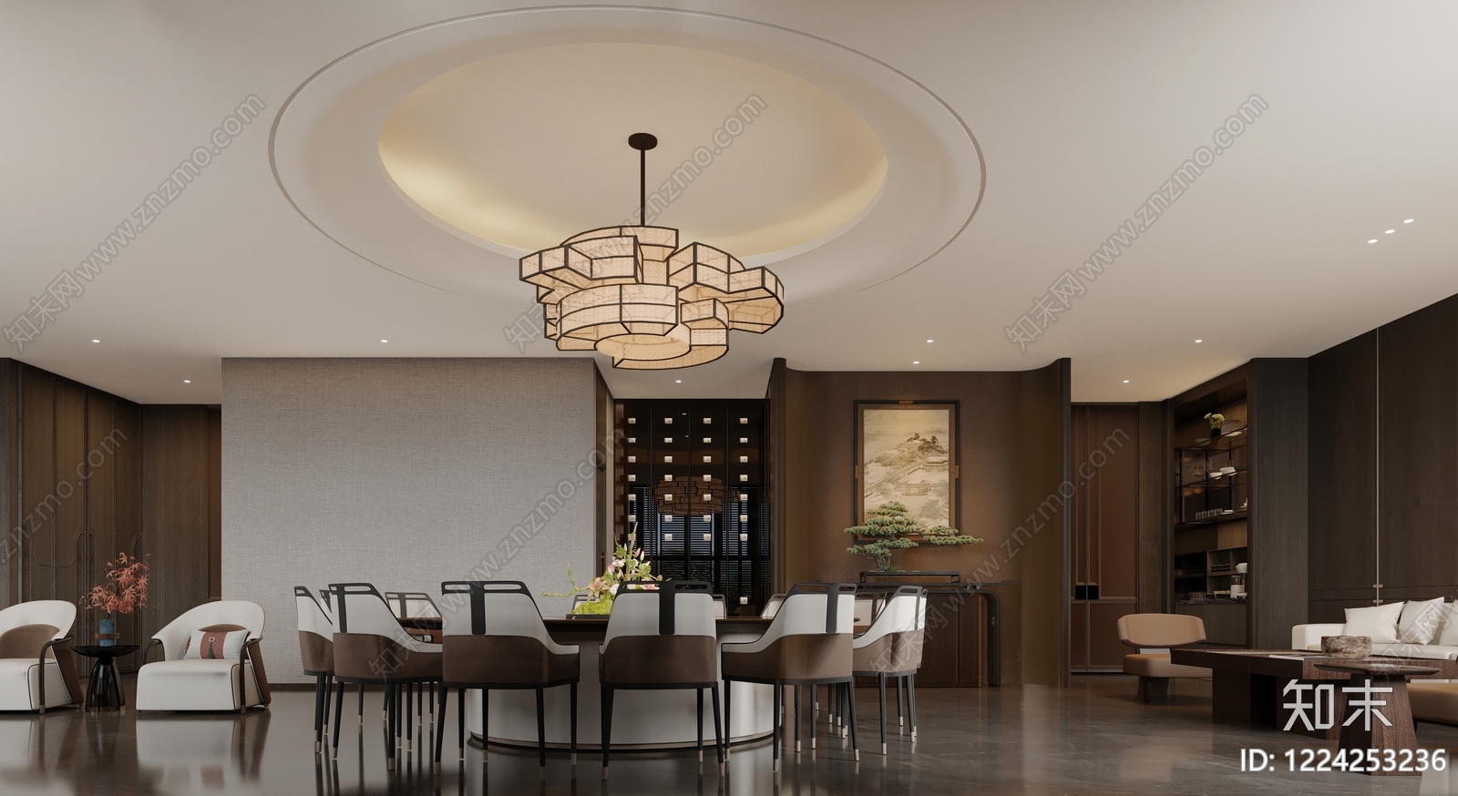 新中式包厢3D模型下载【ID:1224253236】