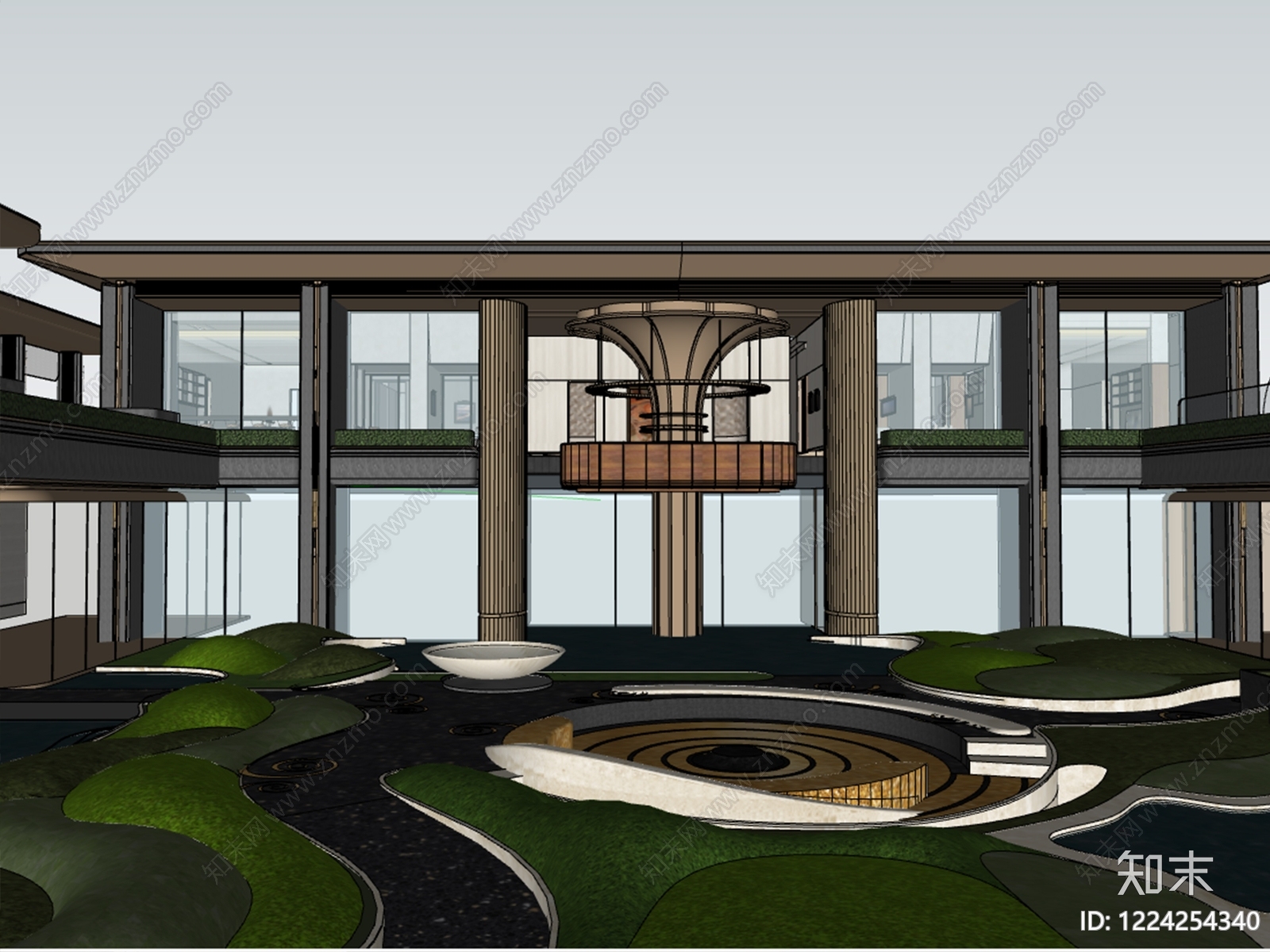 轻奢小区建筑SU模型下载【ID:1224254340】