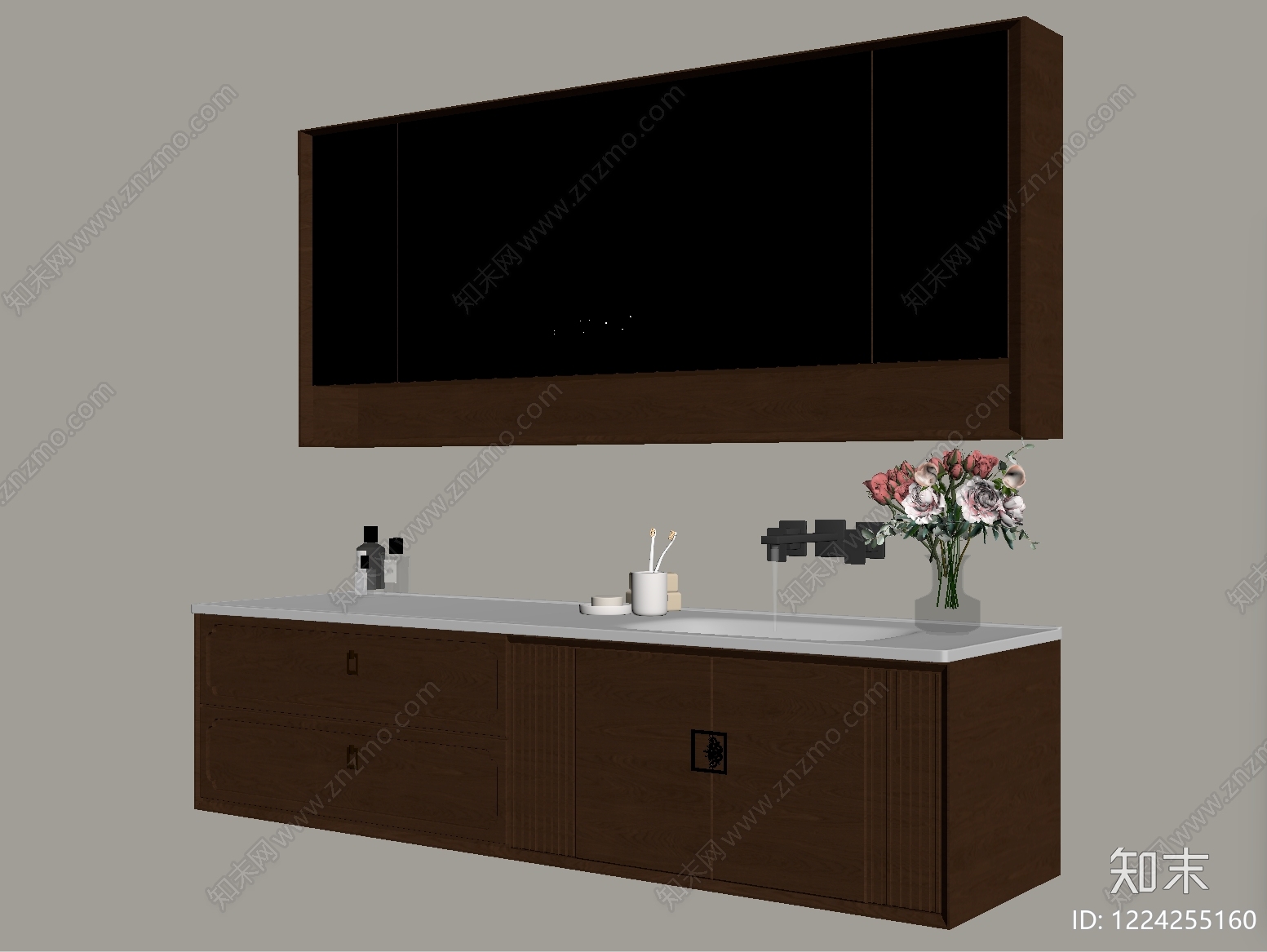 新中式浴室柜SU模型下载【ID:1224255160】