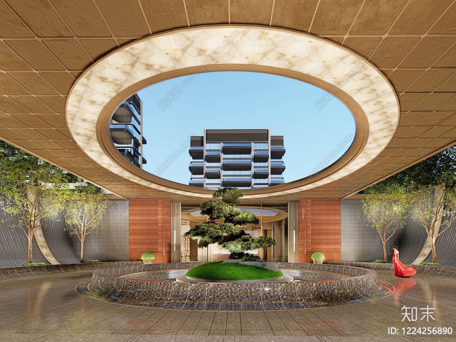轻奢小区建筑SU模型下载【ID:1224256890】