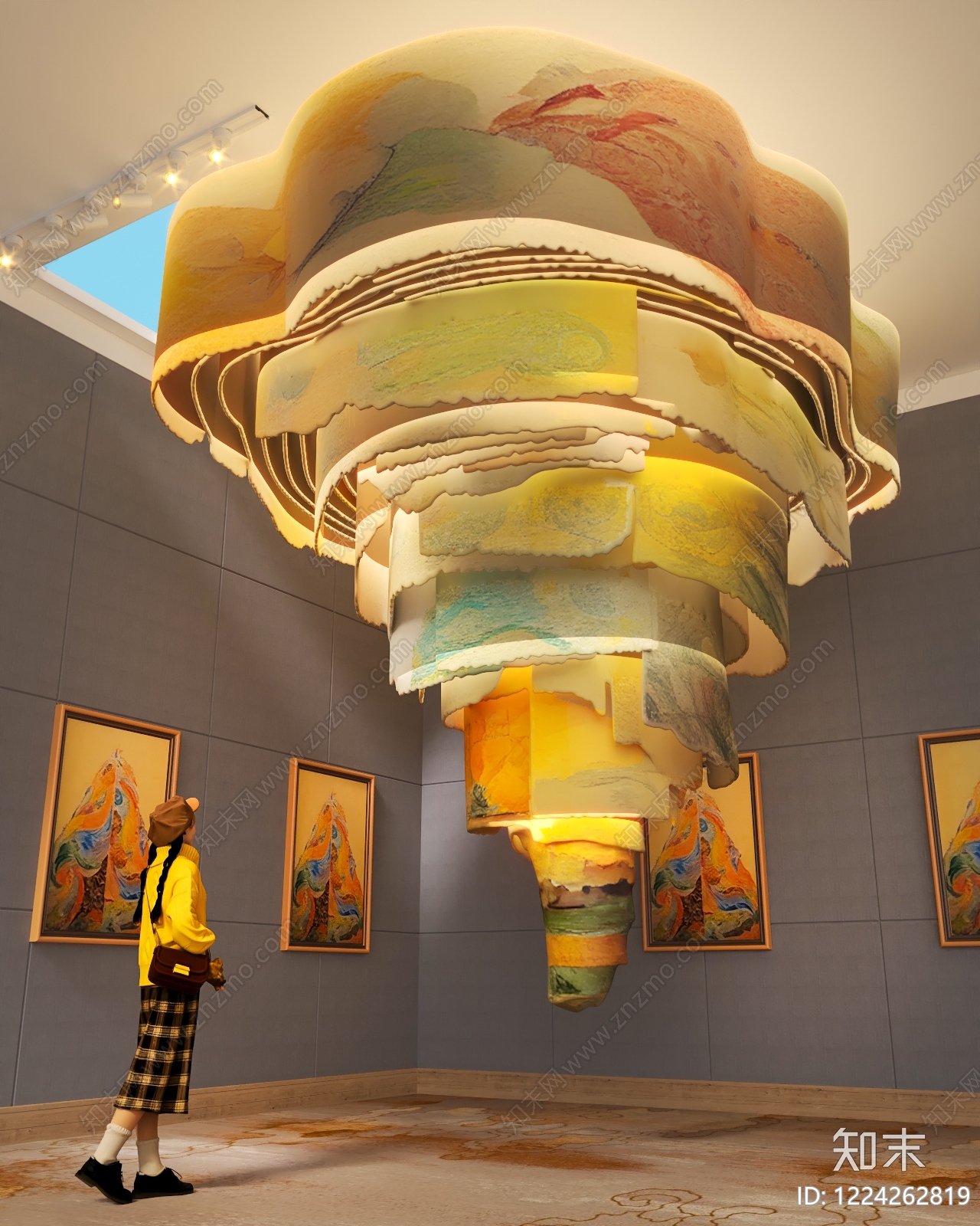 解构主义艺术展厅3D模型渲染效果图