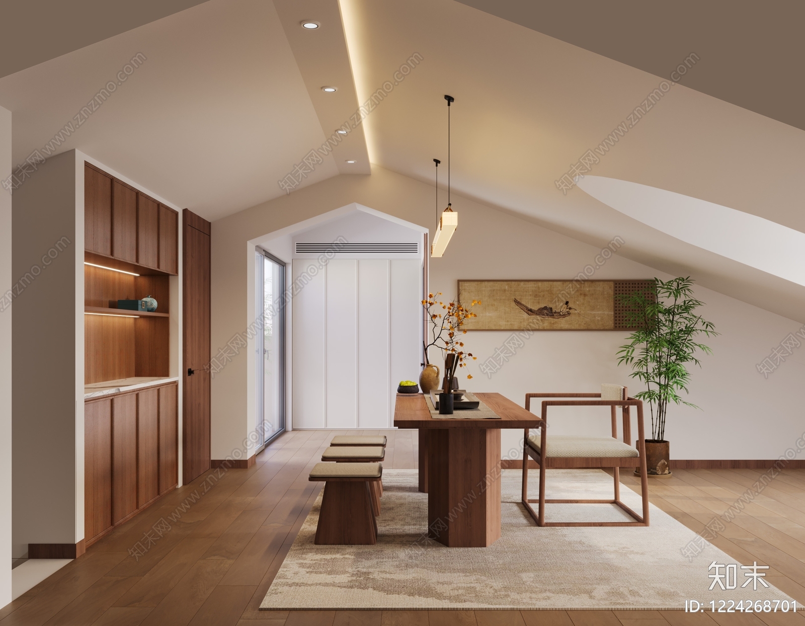新中式茶室3D模型下载【ID:1224268701】
