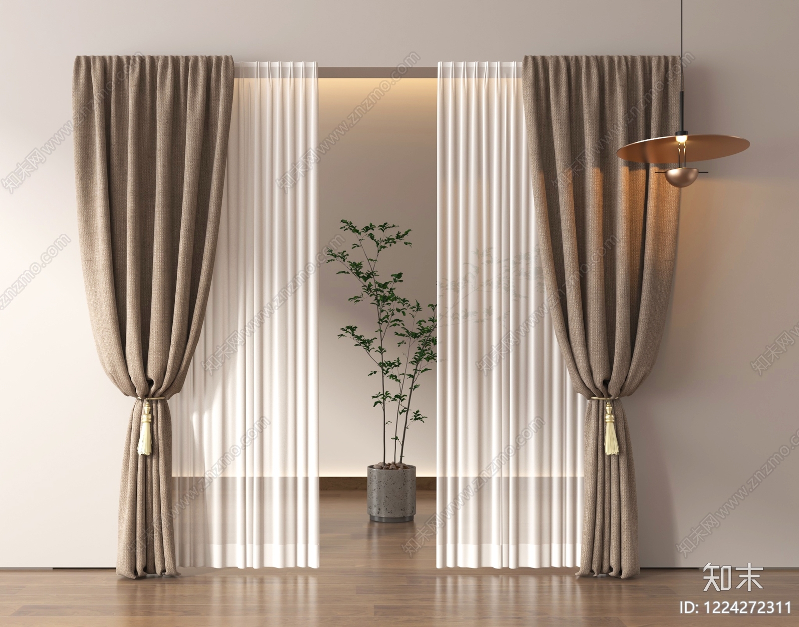 现代简约通用窗帘3D模型下载【ID:1224272311】
