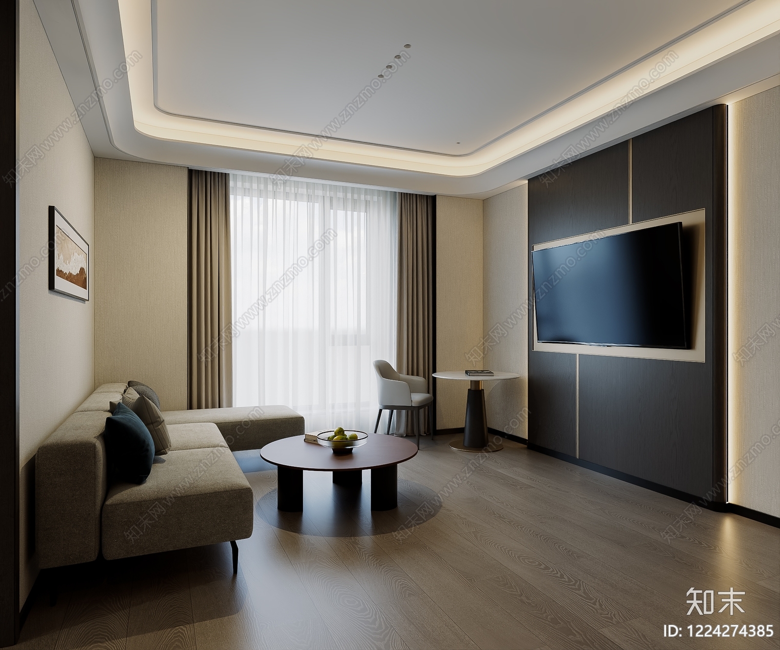 现代简约酒店客房3D模型下载【ID:1224274385】