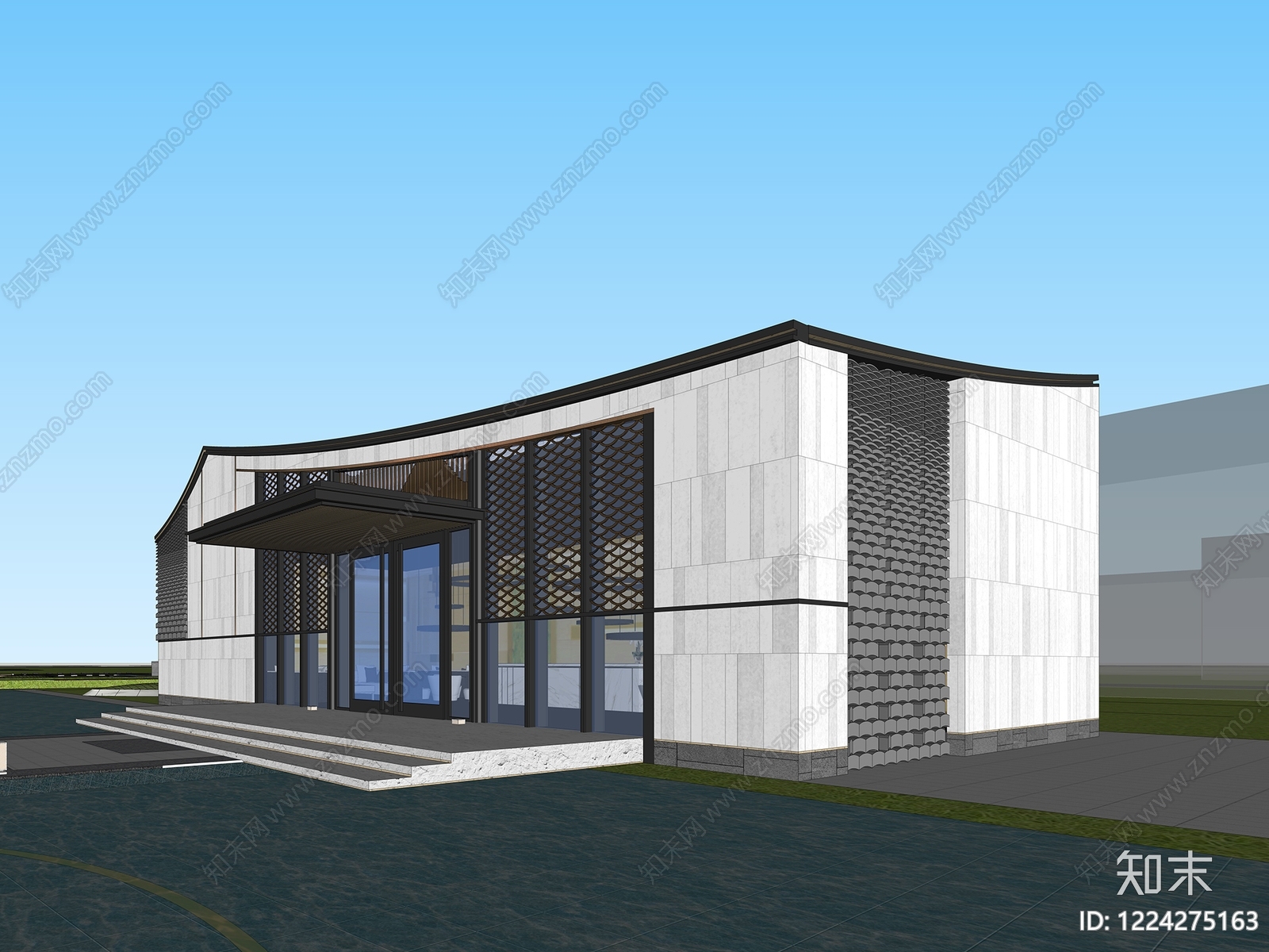 新中式小公建SU模型下载【ID:1224275163】