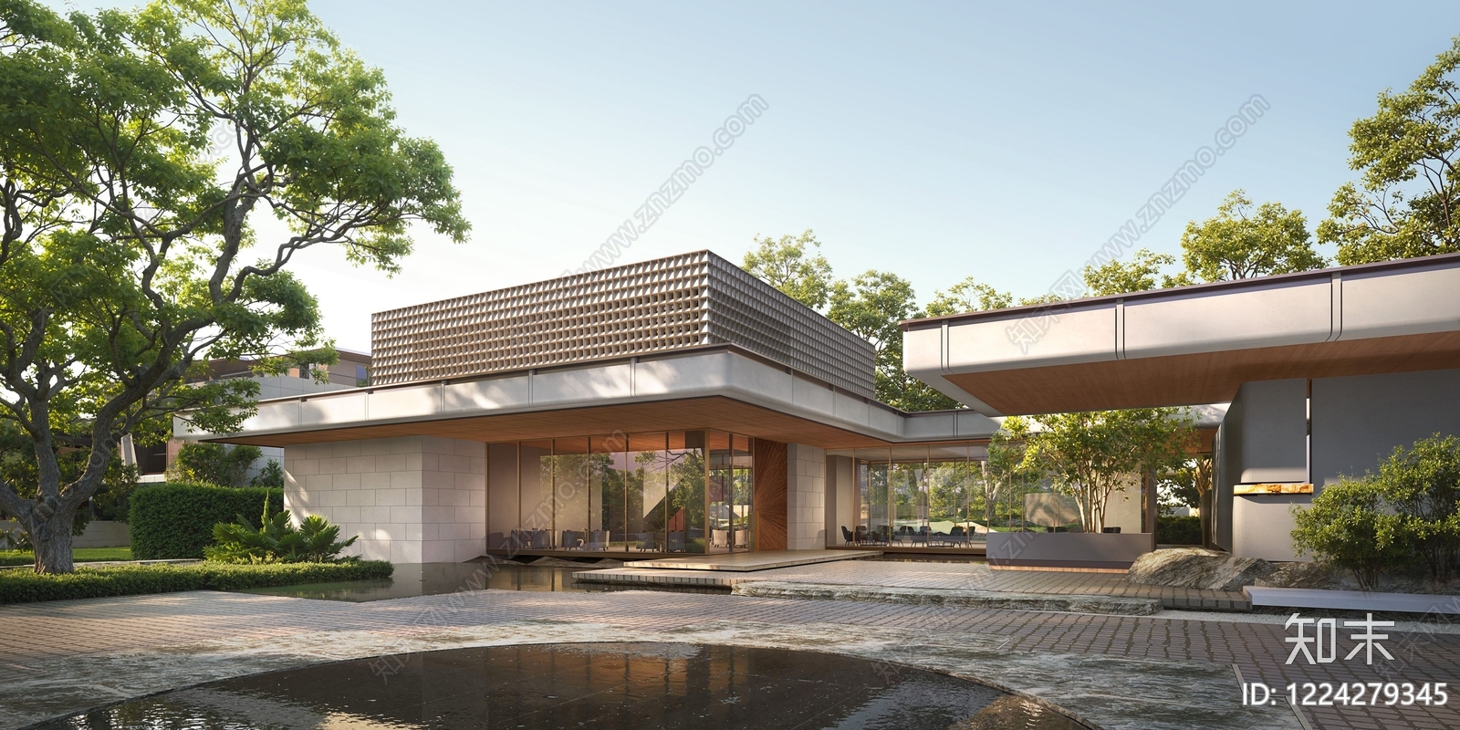 现代主义小区建筑SU模型下载【ID:1224279345】
