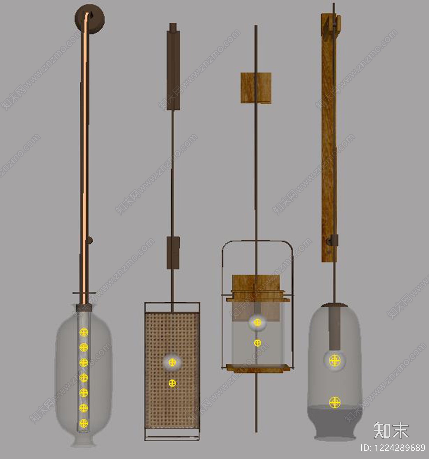 中古风灯具组合SU模型下载【ID:1224289689】