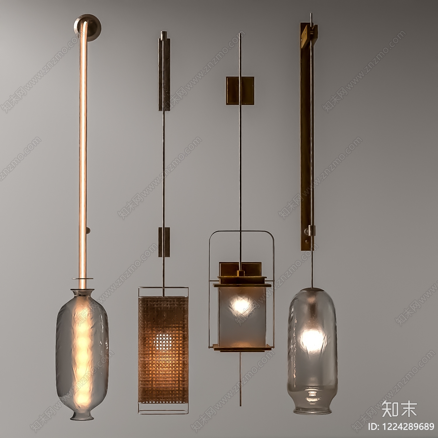 中古风灯具组合SU模型下载【ID:1224289689】