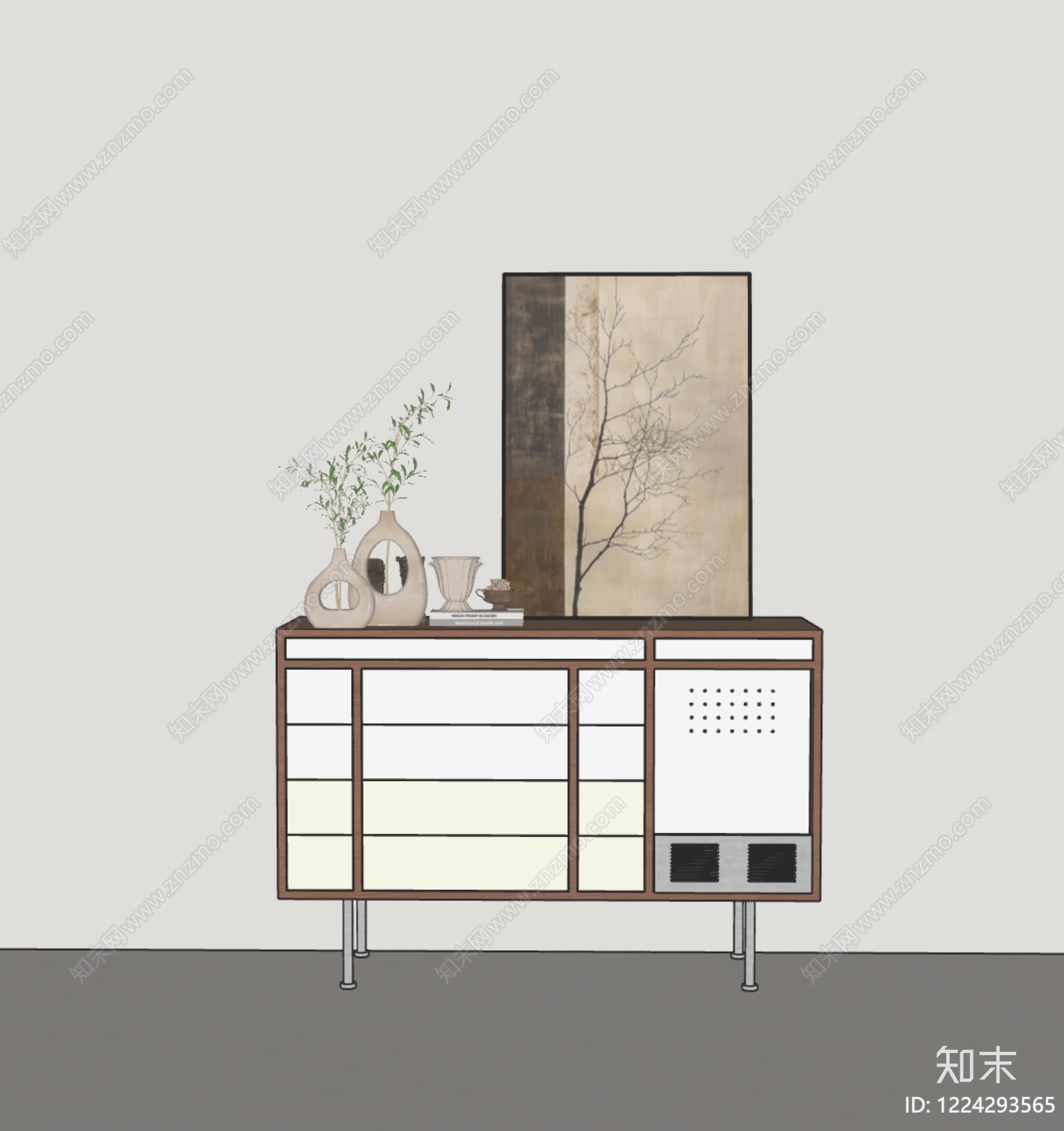 中古风餐边柜3D模型下载【ID:1224293565】