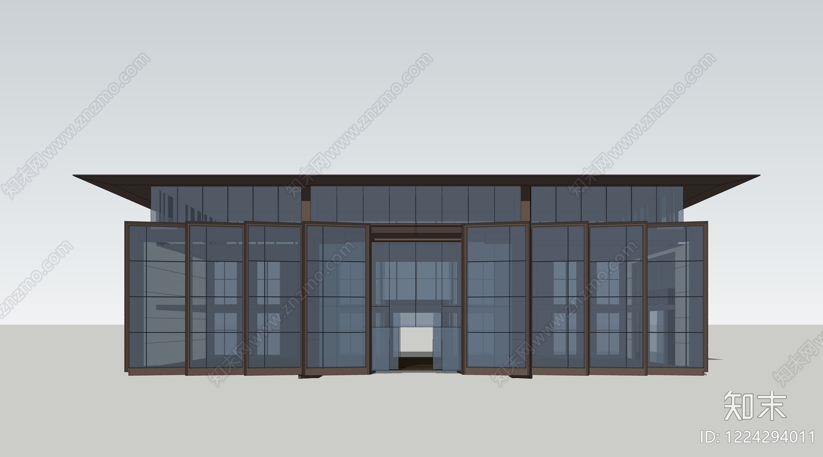现代主义售楼处建筑SU模型下载【ID:1224294011】