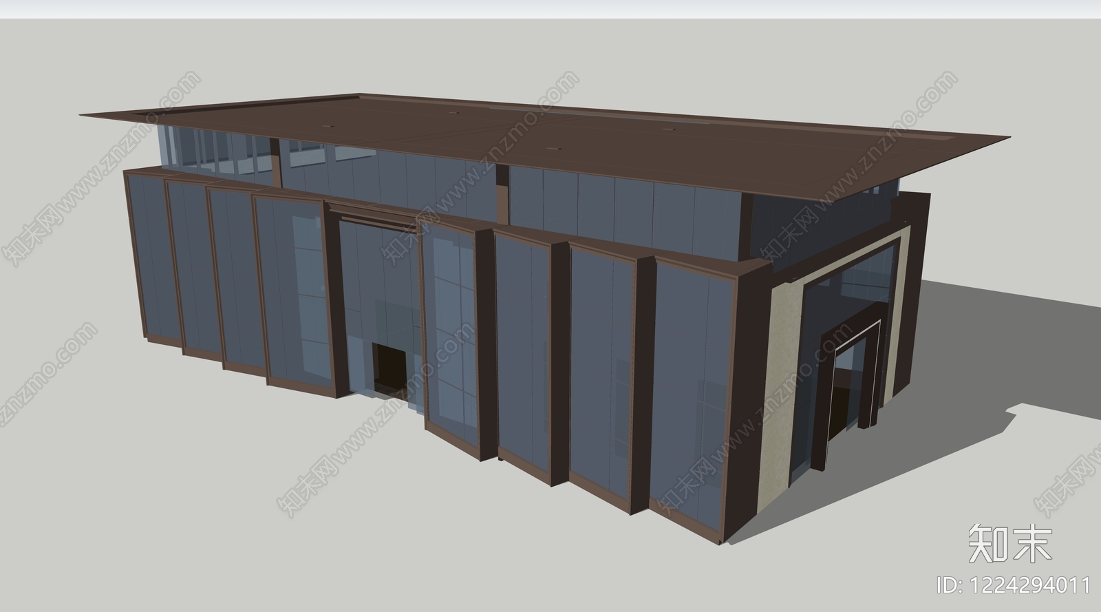 现代主义售楼处建筑SU模型下载【ID:1224294011】
